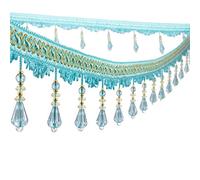 Yalulu 4 Yards Crystal Hanging Beads Tassel Fringe Trimming Applique Fabric Trimming Ribbon Band Curtain Trim for Curtain Tablecloth Home Decoration (Blue)