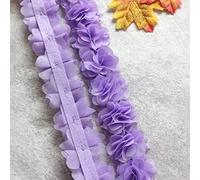 Yalulu 5 Yards 3D Chiffon Flower Lace Edge Trim Ribbon Fabric Applique Edging Trimming Fabric Craft Embroidered Applique Sewing Wedding Dress Decoration (Purple)