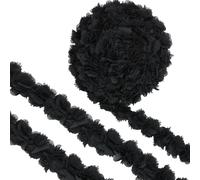 Yalulu 5 Yards 3D Chiffon Flower Lace Trim, Bouquets Cluster Trims, Decorative Edging Ribbon for DIY Sewing Wedding Dress Costume (Black)
