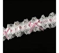 Yalulu 5 Yards Bow Lace Trim, Ruffle Edging Embroidered Applique Edging Trims for DIY Crafts Costume Decoration