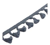 Yalulu 5 Yards Colorful Tassels Lace Trim Cotton Pom Pom Fringe Fabric Ribbon Embroidered Sewing Trimming Curtains Clothes Accessories (Grey)