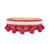 Yalulu 5 Yards Embroidered Trim Ribbon 1.2CM Pom Pom Ball Tassel Fringe Trim Lace DIY Crafts Sewing Accessories Decoration Supplie (Rose Red)