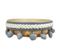 Yalulu 5 Yards Embroidered Trim Ribbon 1.2CM Pom Pom Ball Tassel Fringe Trim Lace DIY Crafts Sewing Accessories Decoration Supplie (Grey)