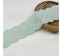 Yalulu 5 Yards Eyelet Lace Trim Cotton Hollow Embroidery Trim Wavy Edge Floral Cotton Lace Ribbon for Sewing Dresses Clothes Bag Pets Clothes (Green)