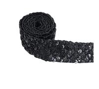Yalulu 5 Yards Flat Sequin Trim, Sequins Ribbon Embellishment Bling Paillette Ribbon for Clothing Costume Accessories (Black)