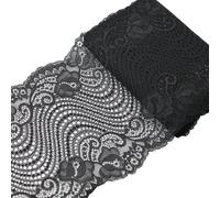 Yalulu 5 Yards Floral Pattern Elastic Fabric Lace Ribbon, Stretchy Sewing Trim Ribbon for Garment, Headbands, Wedding Bouquet Making DIY Crafts (Black)