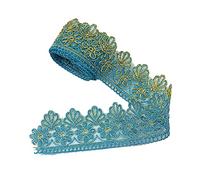 Yalulu 5 Yards Metallic Trim Lace Ribbon Embroidery Lace Trim Edging Trimming Fabric for Clothing Curtain Edging Braid Applique Sewing Crafts (Blue)