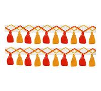 Yalulu 5 Yards Rainbow Tassel Lace Trim Cotton Fabric Ribbon Fringe Drop for DIY Handmade Sewing Curtains Clothes Craft Accessories (Yellow&Orange)