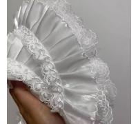 Yalulu 5 Yards Satin Organza Lace Edge Trim, 2-Layer Pleated Ruffle Lace Trim Edging Trimmings Fabric for Home DIY Costume Sewing Crafts