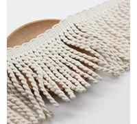 Yalulu 5 Yards x 11.5cm Cotton Tassel Fringe Trim, Macrame Tassel Ribbon Sewing Fringe Trim for DIY Home Curtain Blanket Hammock Umbrella Decor