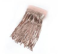 Yalulu 5 Yards x 20cm Latin Fringe Tassel Trimming, Sequins Fringe Trim Sewing Tassel Trim Latin Samba Dance Clothing Curtain Lace Trim (Rose Gold)