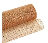 Yalulu Metallic Xmas Mesh Ribbon, 10 Inches x 10 Yards Foil Mesh Ribbon Deco Mesh Rolls for Wreaths Swags, Craft Home Decoration