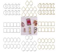 Yalulu Pack of 80 Geometric Open Bezel Pendants / Open Back Bezel Pendant for DIY Resin Pressed Flower Jewellery