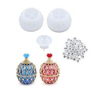 Yalulu Silicone Resin Moulds with 100pcs Rhinestones, Jewelry Box Molds, DIY Jewelry Storage Jar Casting Silicone Mold