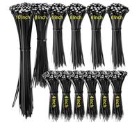 Yaluzibi 1200 Pack Cable Ties, Black Zip Ties with UV Resistant, Various Sizes 250/200/150/100mm and Width 3.6/2.5mm, Plastic Heavy Duty Nylon Small Zip Self Locking for Tidy Wires Indoor and Outdoor