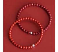 Yalych Natural Genuine Cinnabar Buddhist S925 Round Beads Red Charm Bracelet Feng Shui Lucky Chinese Gifts for Attract Money for Good Fortune Wealth,6mm red Wrist decoration (Color : 4mm Purple)