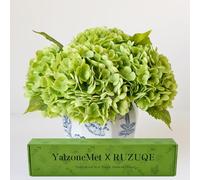 YalzoneMet 3 Pcs 21 inch Artificial Dark Green Hydrangea Natural Lifelike Real Touch Faux Large Royal Hydrangea for Home Party Outdoor Wedding Decor Table Centerpiece Artificial Flower