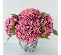 YalzoneMet 3 pcs Real Touch Hydrangea Artificial Flowers, 21" Dark Pink Large Long Stems Wedding Centerpiece Fake Flowers Heads Lifelike Thicks for Home Decor Party DIY Bridal Bouquet Table