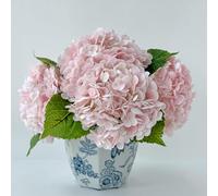 YalzoneMet 3 Pcs Real Touch Pink Hydrangea Artificial Flowers 21 inch Large Lifelike Light Latex Faux Hydrangea, Fake Flowers for Home Decoration Bridal Bouquet Wedding Decor
