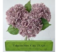 YalzoneMet 3 Pcs Vintage Mauve Hydrangea Artificial Flowers Gray Purple 21'' Real Touch Latex Hydrangea Faux Flowers for Party Home Kitchen Bedroom Tables Centerpieces Fall Decor