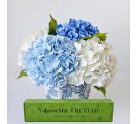 YalzoneMet 4 Pcs Real Touch Hydrangea Artificial Flower Natural Lifelike 21'' Long Stem Latex Hydrangea Flower Gift for Home Party Outdoor Wedding Table Centerpiece Decor 2 White +1 Blue +1 Light Blue