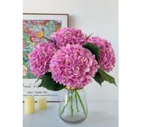 YalzoneMet 4Pcs Pink Purple Silk Hydrangea Artificial Flower Lifelike Big Blooms 20'' Long Stem Faux Hydrangea Flower Bouquets for Home Party Indoor Outdoor Wedding Table Centerpiece Decor
