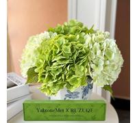YalzoneMet Hydrangea Artificial Flower Natural Lifelike Real 21inch Latex Long Stem 2 Light Green+2 Dark Green Hydrangea Flower Bouquets for Home Party Outdoor Wedding Table Centerpiec Decor