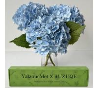YalzoneMet Real Touch Hydrangea Artificial Flowers 3 Pcs 21 inches Light Blue Natural Lifelike Latex Flower Long Stem Faux Hydrangea Gift for Home Kitchen Garden Xmas Decor Christmas Table Centerpiece