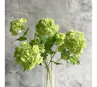 YalzoneMet RUZUQE 4pcs Viburnum Artificial Flower Snowball 26.8'' Long Stem Green Small Hydrangea Flower Real Touch Lifelike Latex Flower for Home Christmas Decoration Xmas Table Flower