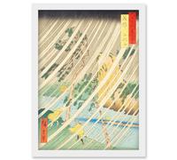 Yamabushi Valley Mimasaka Province Utagawa Hiroshige Japan Woodblock Artwork Framed Wall Art Print A4 Artery8 White One Size