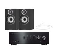 Yamaha AS501 Integrated Amplifier with Bowers & Wilkins 607 S3 Bookshelf Speakers Pair Black HiFi Package