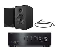 Yamaha AS501 Integrated Stereo Amplifier with Acoustic Energy AE300 MK2 Bookshelf Speakers HiFi Package Black