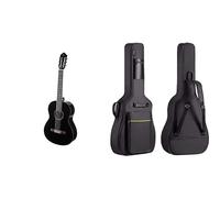 Yamaha C40II Full Size Classical Concert Guitar - Black & CAHAYA 40 41 Inch Acoustic Guitar Bag Waterproof Guitar Case Gig Bag 8MM Padding with Back Hanger Loop- Black Soft Case, CY0152