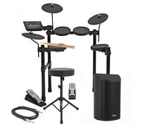 Yamaha DTX402 Electronic Drum Kit with Stool Sticks and sideKIK Amp