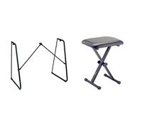 Yamaha L-2C Keyboard Stand, Foldable and Practical Instrument Stand with a Sturdy Design, in Black & Stagg KEB-A10 Adjustable Keyboard Stool Bench