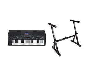 Yamaha PSR-SX600 Digital Workstation Keyboard & RockJam Heavy Duty Z-Style Keyboard Stand - Black