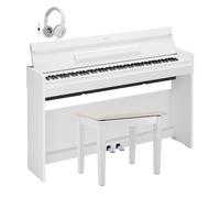 YAMAHA YDP-S36 Digital Piano - 88 Weighted Keys GHS Keyboard, CFX Concert Grand Voice, Slim Design, Bluetooth, 3 Pedals, Ideal For Home And Beginners - White