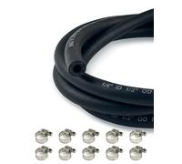 YAMAKATO 6MM (1/4 Inch) ID Reinforced Fuel Line Hose 1.8 Meters (6 Feet) w/ 10 Clamps - NBR SAE 30R7 with 10 Stainless Steel Clamps - Compatible with Tecumseh Briggs Kohler Kawasaki & More