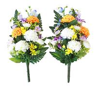 Yamakyu Artificial Buddha Flowers, Pomponderia and Delphinium Bouquet, Yellow, 1 Pair, Approx. 16.9 inches (43 cm), CT Catalyst (Deodorizing/Stain Resistant) Treatment, Silk Flowers, Graveyards