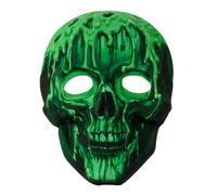 Yamaler Glow in the Dark Skull Mask - Scary Masks for Adults Halloween Skeleton Face Guard, 3D Skull Mask for Cosplay, Horror Halloween Mask for Men Women, Lightweight and Creepy (Green)