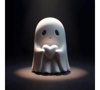 Yamaler Halloween Ghost Figurine - Spooky Resin Ghost Statue, Cute Ghost Decor for Halloween Decorations, Porch and Indoor Spooky Home Decor (Ghost with a White Heart (1 Figurine))