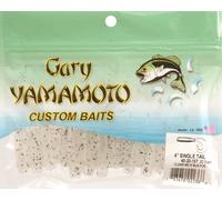 Yamamoto 4" Fishing Single Tail Grub - Swimming Soft Plastic Bass Lure Baits - 20 Pack, Clear with Large Black