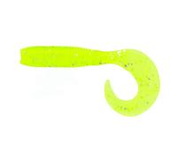 Yamamoto 4" Fishing Single Tail Grub - Swimming Soft Plastic Bass Lure Baits -Chartreuse with Large Silver, 20 Pack