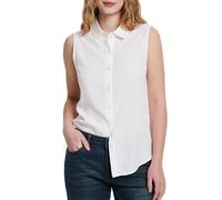 YAMANMAN Womens Sleeveless Button Down Shirts Classical Collared Blouse Casual V Neck Tank Tops, White, M