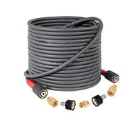 YAMATIC 15m Pressure Washer Hose Replacement, Anti-Kink Flexible Extension Pipe, M22-14mm and 3/8 Inch Quick Connect, 220 Bar 3200 PSI for Ryobi Greenworks and Petrol Washers (Grey)