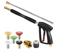 YAMATIC Pressure Washer Gun with 5 Spray Nozzles,Jet Wash Gun Compatible with Karcher K-Series K2-K7,M22-14mm & M22-15mm Inlet Power Washer Extension Wand for Car Cleaning Kits(4000 PSI, 8 GPM)