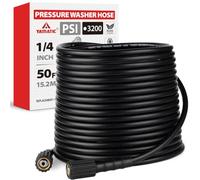 YAMATIC Pressure Washer Hose 15m x 1/4 Inch, 220 Bar / 3200 PSI Kink Resistant Replacement Pipe with M22-14mm Brass Fittings for Ryobi, Greenworks, Petrol and Electric Washers