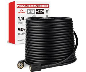 YAMATIC Pressure Washer Hose 15m x 1/4 Inch, 220 Bar / 3200 PSI Kink Resistant Replacement Pipe with M22-14mm Brass Fittings for Ryobi, Greenworks, Petrol and Electric Washers