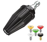 YAMATIC Pressure Washer Tips Turbo Nozzle, 360° Rotating Spray Turbo with 5 Spray Nozzles, 3000 PSI Max 3500 PSI with 1/4 inch Quick Connector for Cleaning Brick, Concrete Surfaces(4.0 GPM)