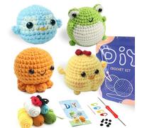 YAMAXIN Crochet Kit for Beginners - Easy to learn how to start knitting kit with step by step video tutorials for adults (chick, frog, penguin, octopus)